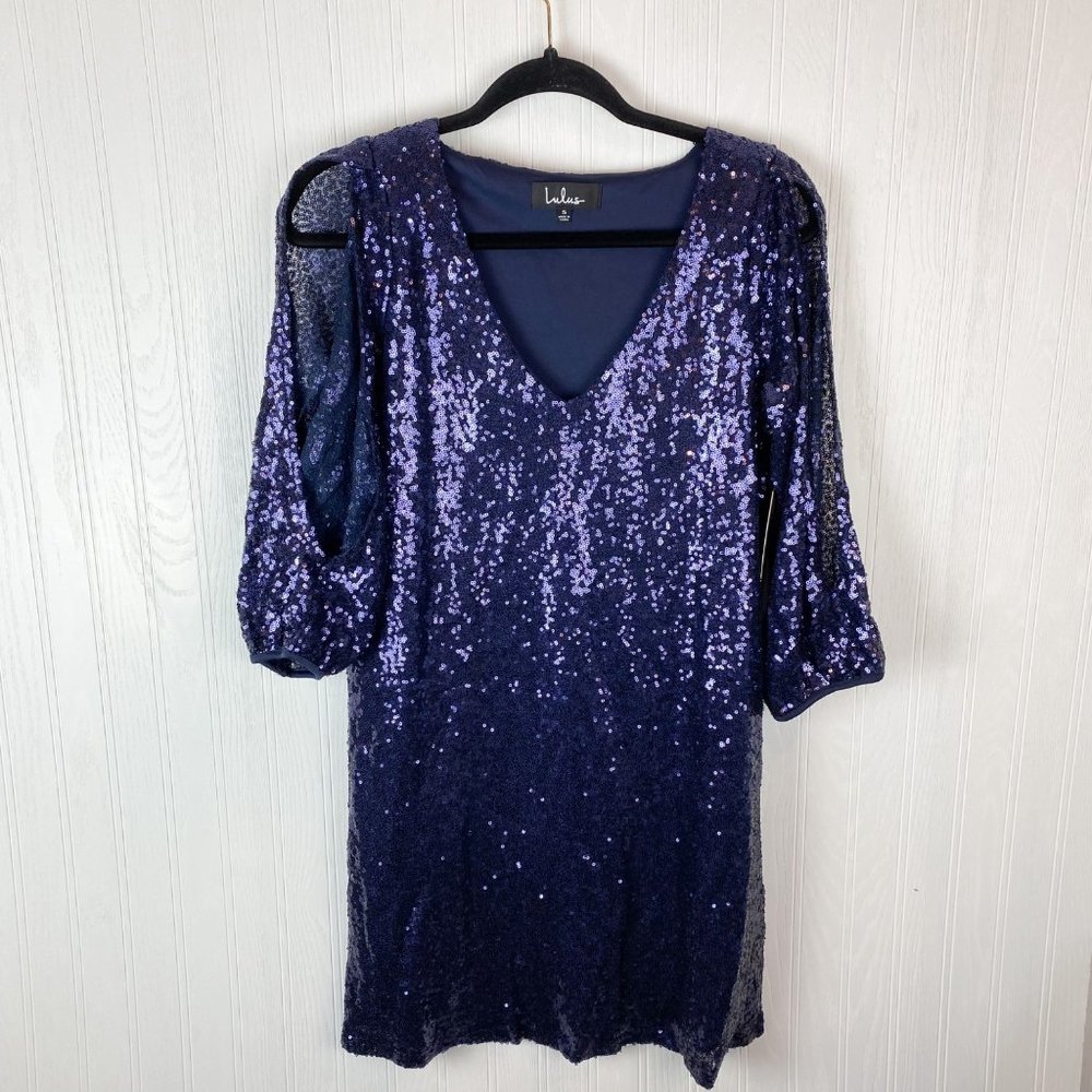 Lulus sequin dress size small NWT purple‎ blue